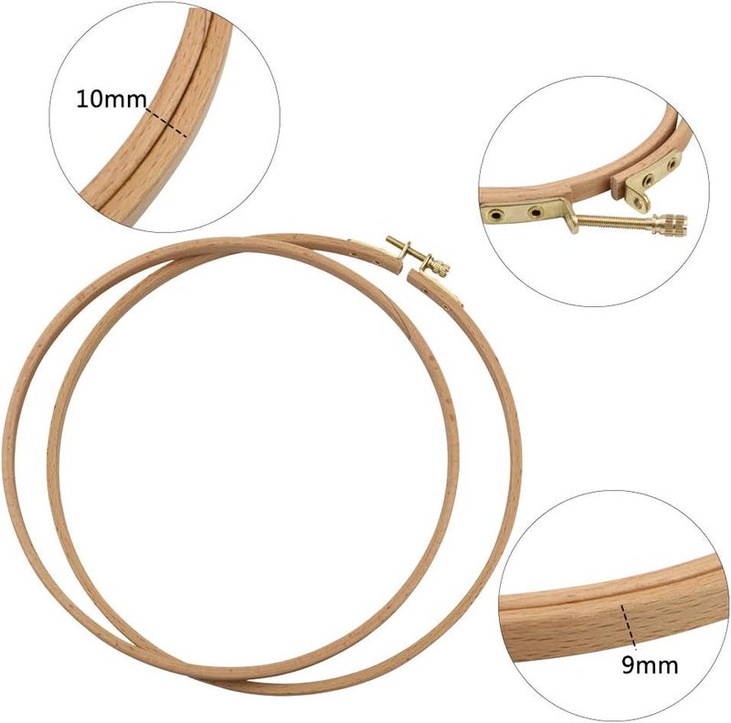 GuoFa 2 Pack 9 Inch Wood Embroidery Hoop, 23CM Beech Wood Cross Stitch Hoops, Hanging Hoop Frame for Decoration - Image 4